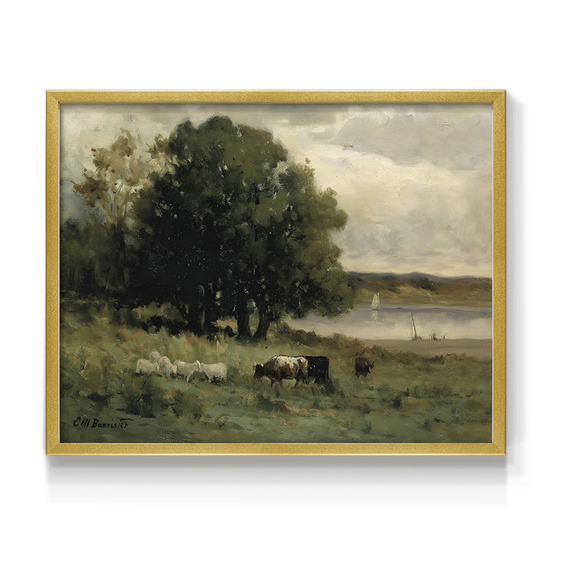 Paysages rétro-dxliv-impression encadrée, H 22 po x l 28 po, Doré