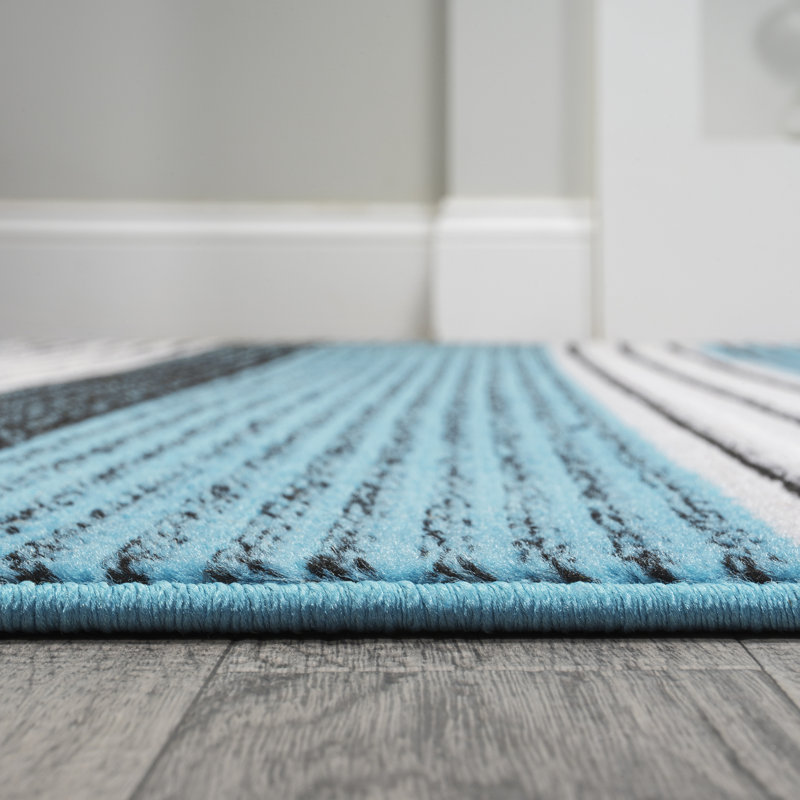 Tapis bleu / bleu marine Angeal, Tapis de couloir 2 pi x 8 pi