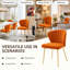 Chaise de salle à manger moderne en velours capitonné à oreilles orange avec pieds en métal-677047