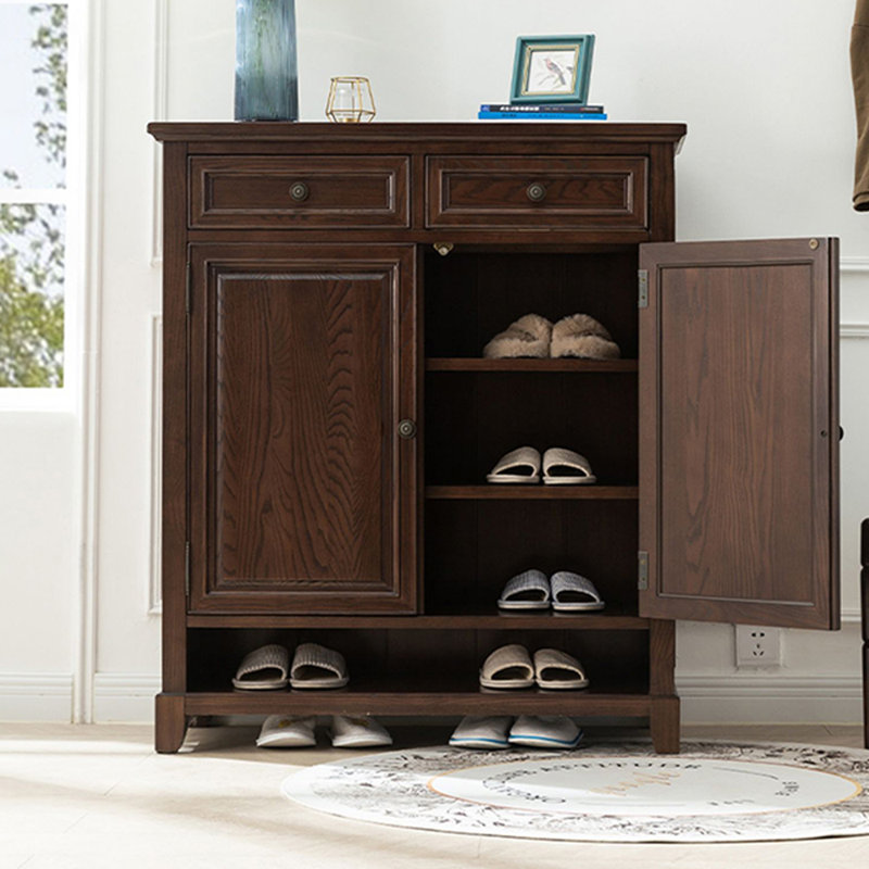 16 Pair Solid Wood Shoe Storage Cabinet