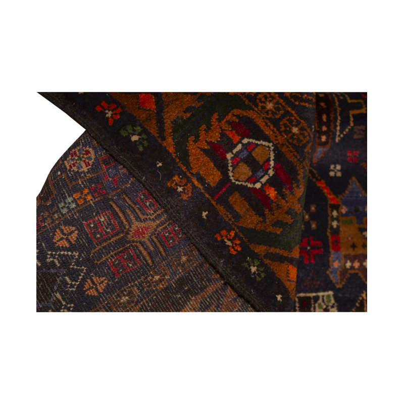 Tapis rouge et bleu noué à la main de haute qualité