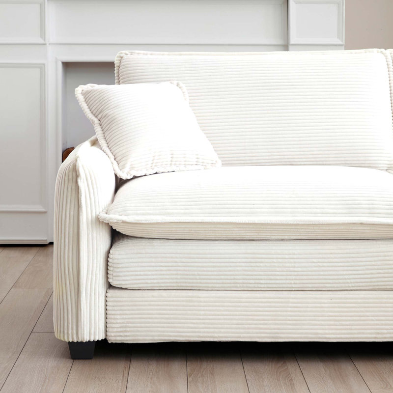 Fauteuil en velours côtelé 46 po Clevenger, Beige
