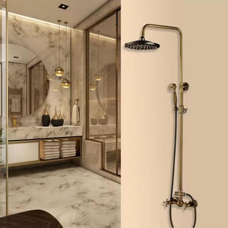 Système de douche haute pression avec douchette et robinet thermostatique pour plus de précision