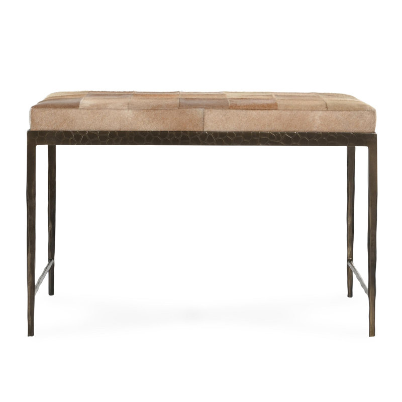 Achen Genuine Hide Bench, Blonde, 18.5" H x 28" W x 16" D
