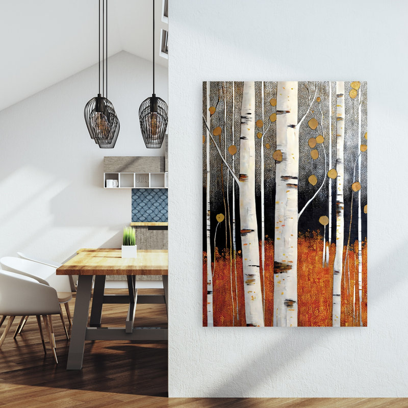 White Birch Forest Abstract Contemporary Wall Art