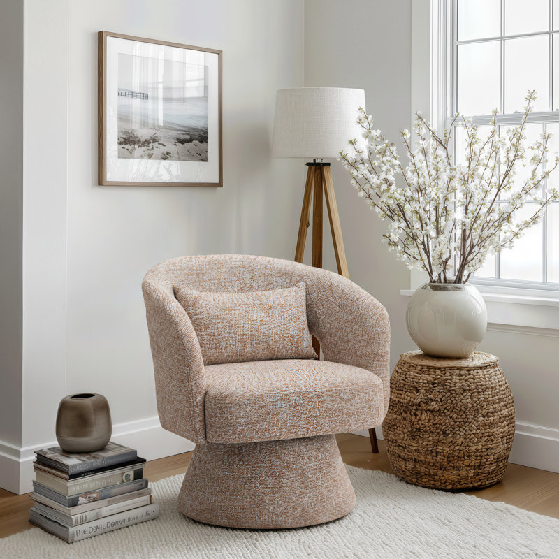 Fauteuil pivotant moderne rembourré, siège d'appoint, style salon, bureau, brun givré