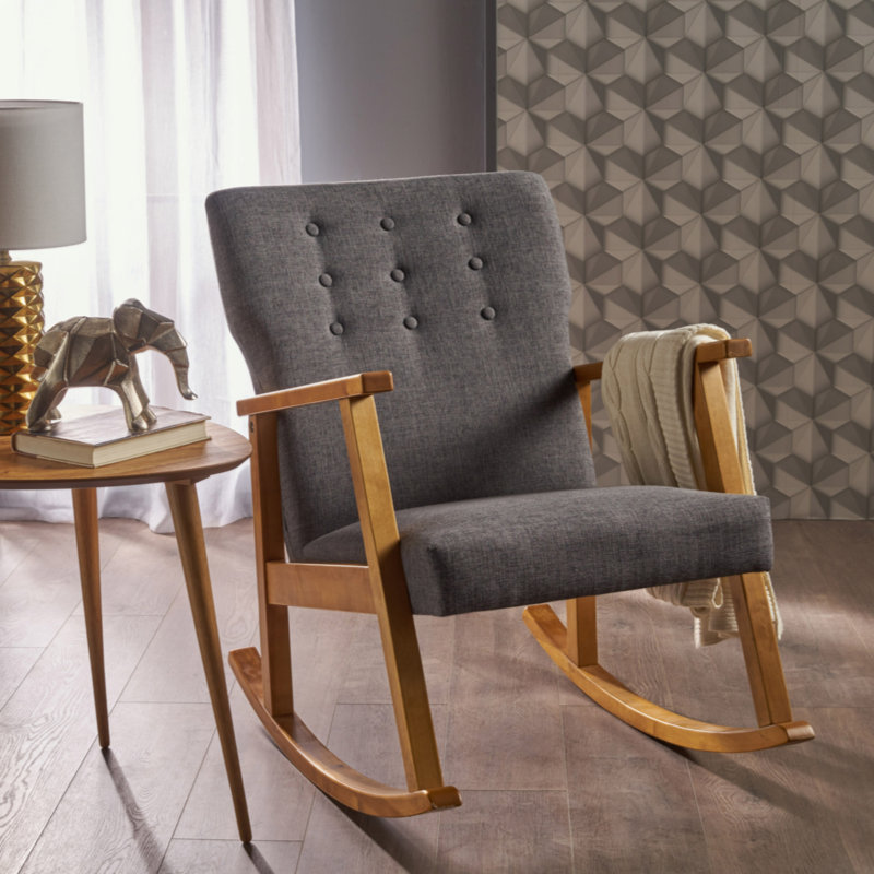 Chaise berçante rembourrée en tissu, Gris