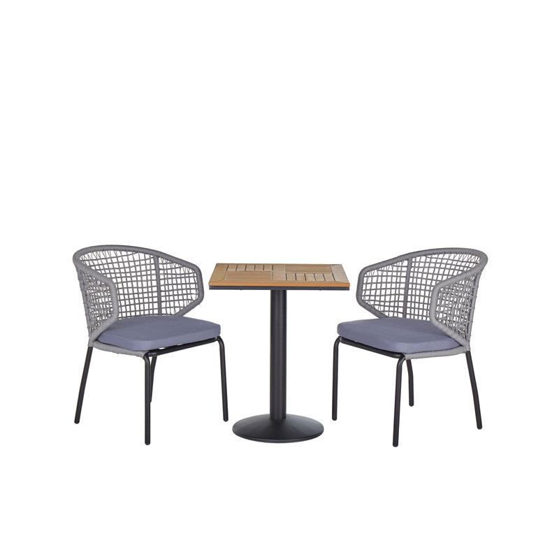 Muldrow 2 - Person Patio Dining Set Square Table with Cushions Included