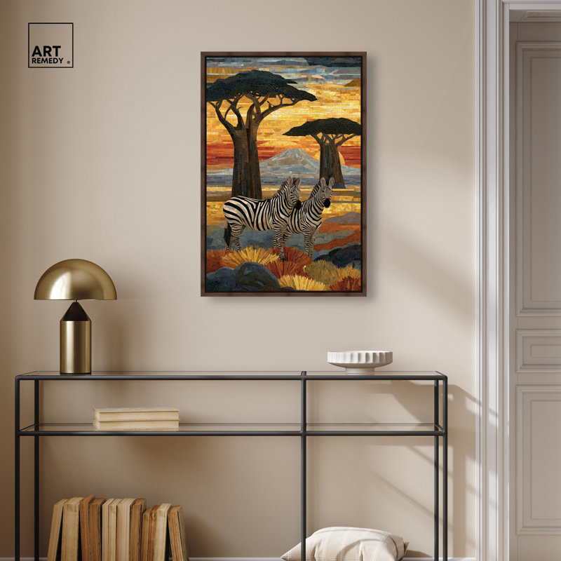 «Tiles Equines», impression sur toile encadrée par Art Remedy, cadre en noyer, 20 x 30, H 31 po x l 21 po, Cadre noyer