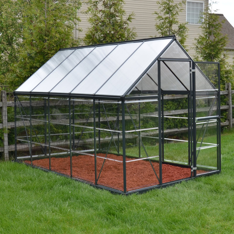 Palram - Canopia Hybrid Walk-In Hobby Polycarbonate Aluminum Frame Greenhouse Kit with Roof Vent, Gray, 7' H x 6' W x 6' D