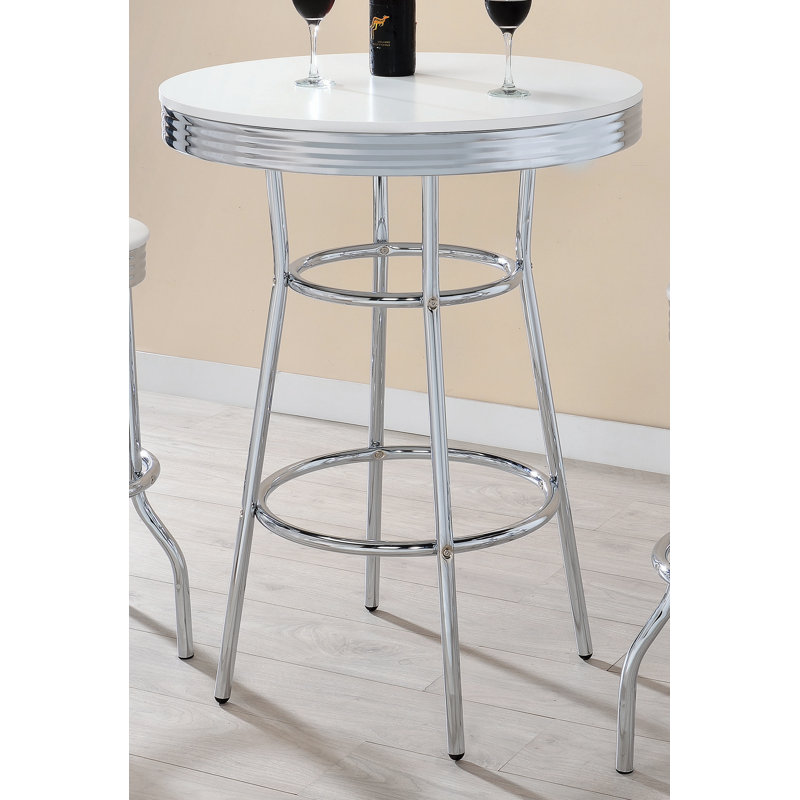 Round Metal Base Dining Table, White