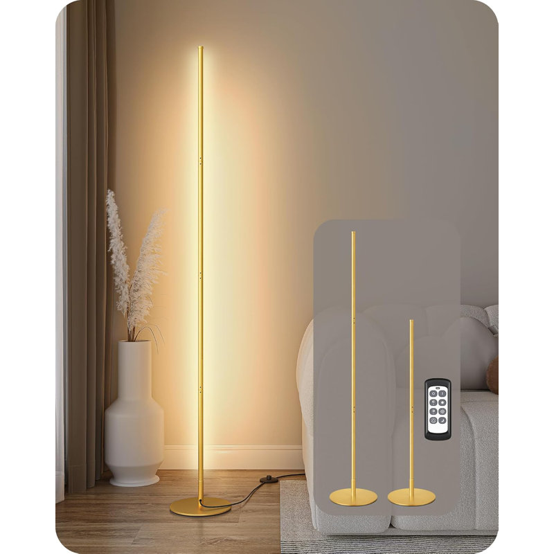 57.5" LED Corner Floor Lamp With Remote - Dimmable, Adjustable Color Temperature 2700K-6000K For Living Room, Bedroom, Office