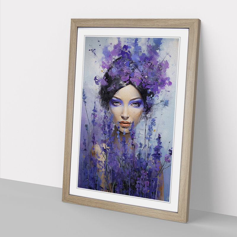 Lavender Flower Expressionism No.2 - Framed Print, 64cm H x 46cm W x 2cm D, Oak