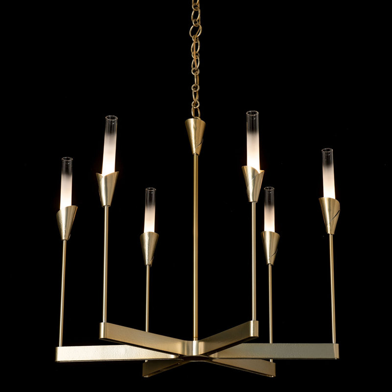 Lilium Chandelier - 6-Light - Dark Smoke, Modern Brass