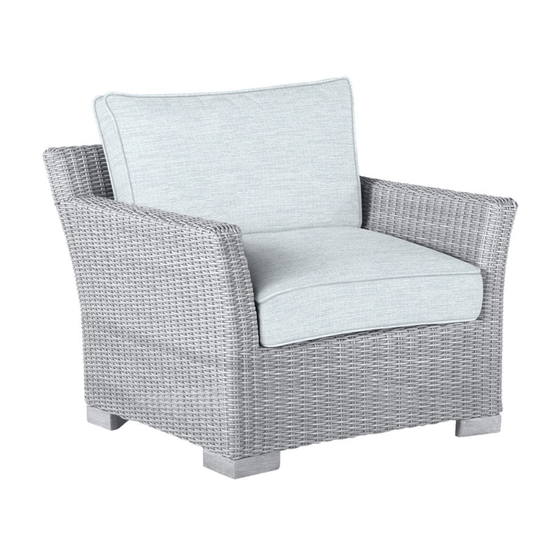 Club Patio Chair with Cushions, Oyster, Welt, Paper Sky