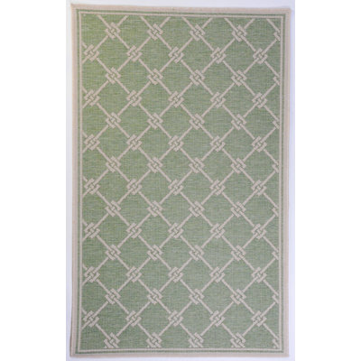 Tapis décoratif intérieur/extérieur à motif géométrique vert Bewley