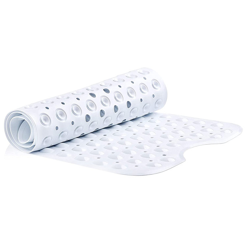 Amere Non Slip Rectangle Shower Bath Tub Mat, White, 40cm W x 100cm L