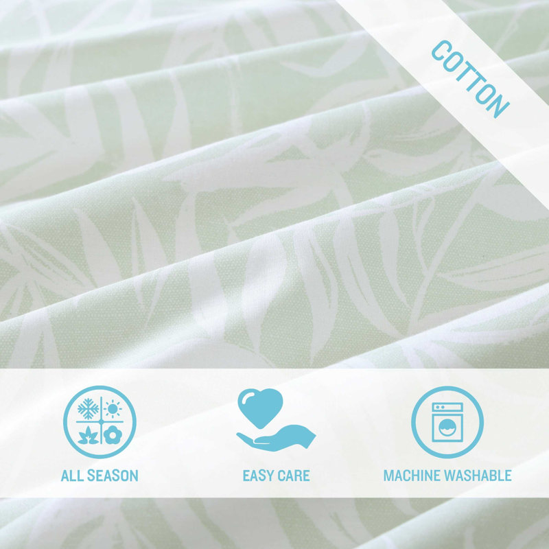 Art of Palms Cotton Comforter Set, Blue Floral, Queen Comforter + 2 Standard Shams