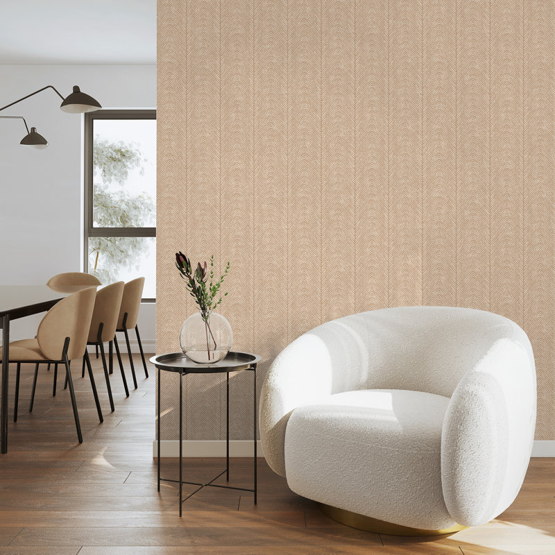 Natural Herringbone Wallpaper, Taupe