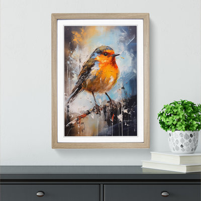Robin Bird Action Painting - Framed Print