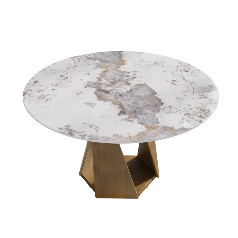 Table de salle à manger en marbre 59,05 "avec marbre artificiel bronze pour 6 à 8 personnes, table de salle à manger / salon (table de salle à manger seulement)
