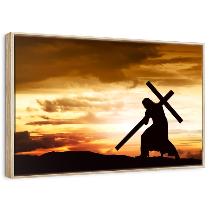 Jésus-Christ, Cadre flottant en bois naturel, 43 po x 29 po