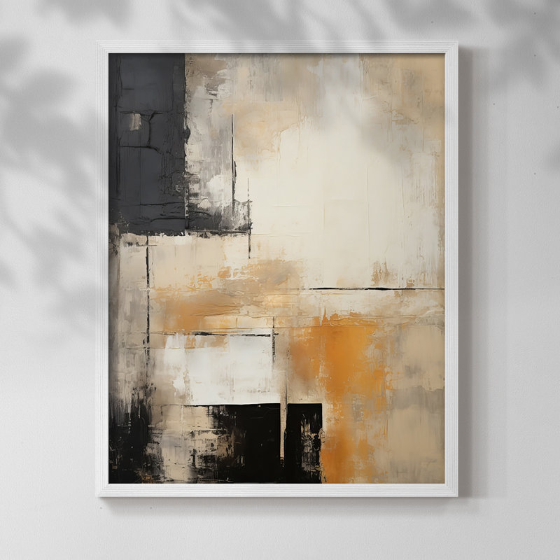 ABSTRACT Series CCCCLXI - Impression encadrée de qualité supérieure - Prêt à être accroché - Aucun clou requis, Blanc / Blanc