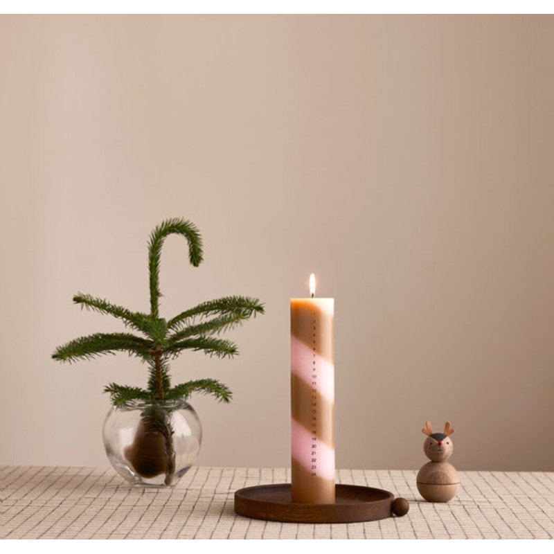 Christmas Calendar Unscented Pillar Candle, Brown