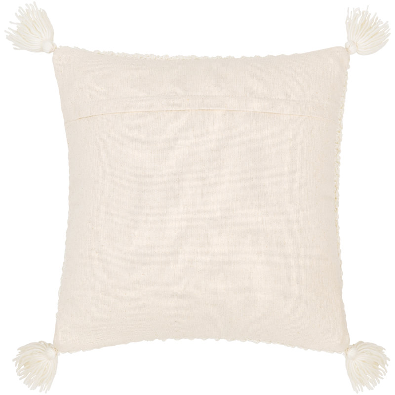Makrome Wool Blend Reversible Throw Pillow, Ivory, 18" x 18", Down