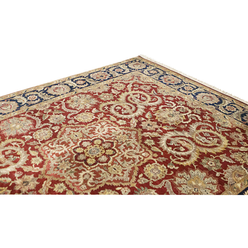 High-Quality Hand-Knotted Red And Blue Area Rug, Rectangle 8'3" x 9'11"