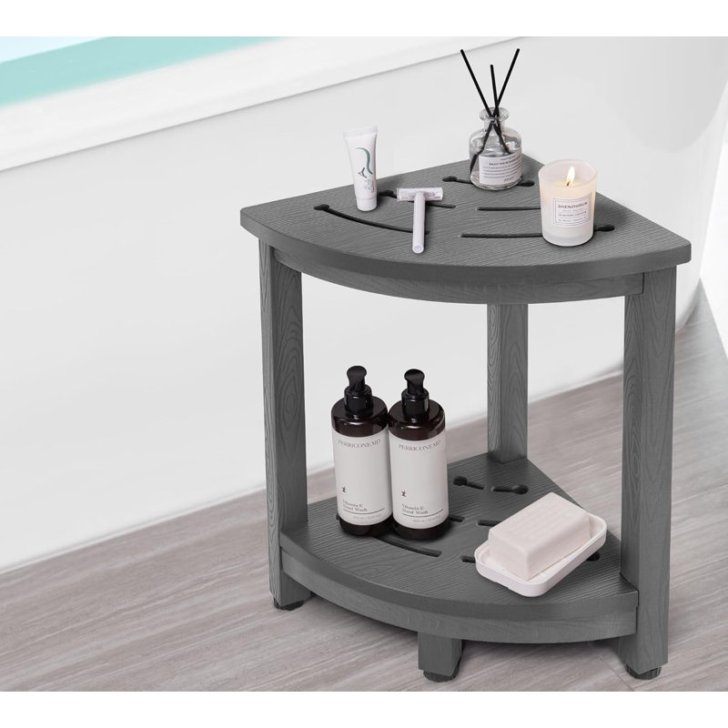 Corner Shower Stool for Inside Shower, Waterproof Shower Caddies for Shaving Legs, Gray