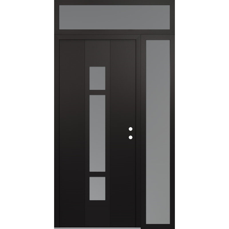 Porte d'entrée avant à panneau en acier Diamond A9 avec panneau latéral et traverse, L 49,25 po x H 95,69 po