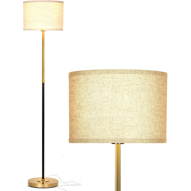 Emery 60 in. Mid-Century Modern LED Energy Efficient Floor Lamp with Fabric Drum Shade