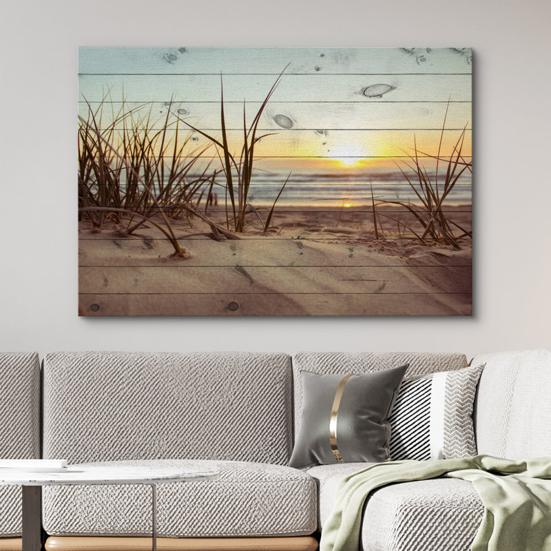 «Coastal Beach» IDÉE4WALL, art mural sur toile, scène romantique de la mer, reproduction d'art encadrée, H 24 po x l 36 po