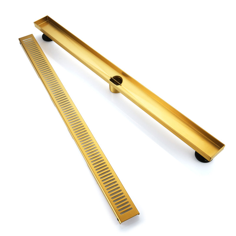 BOANN 304 Stainless Steel Rectangular Linear Shower Floor Drain (36 in), Gold