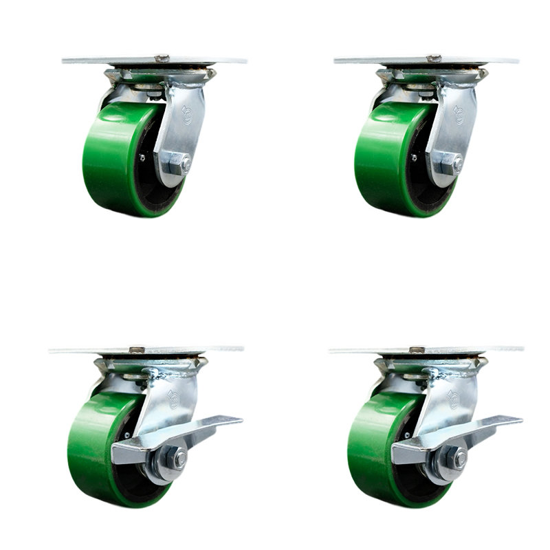 Poly on Cast Iron Caster, Green