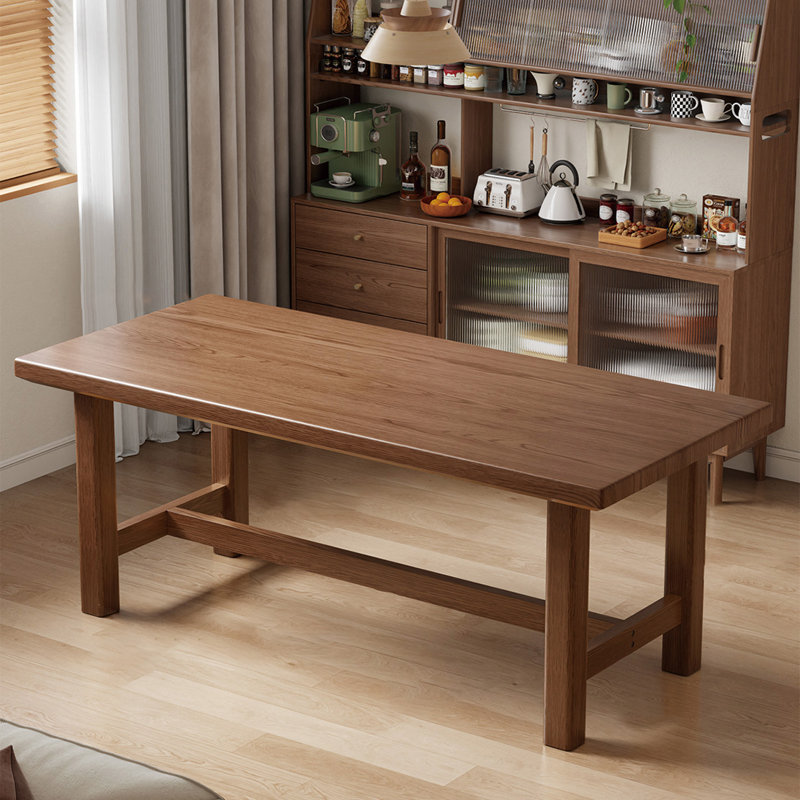 Solid wood solid large dining table, 29.52"H x 78.74"L x 35.43"W, Dark Brown