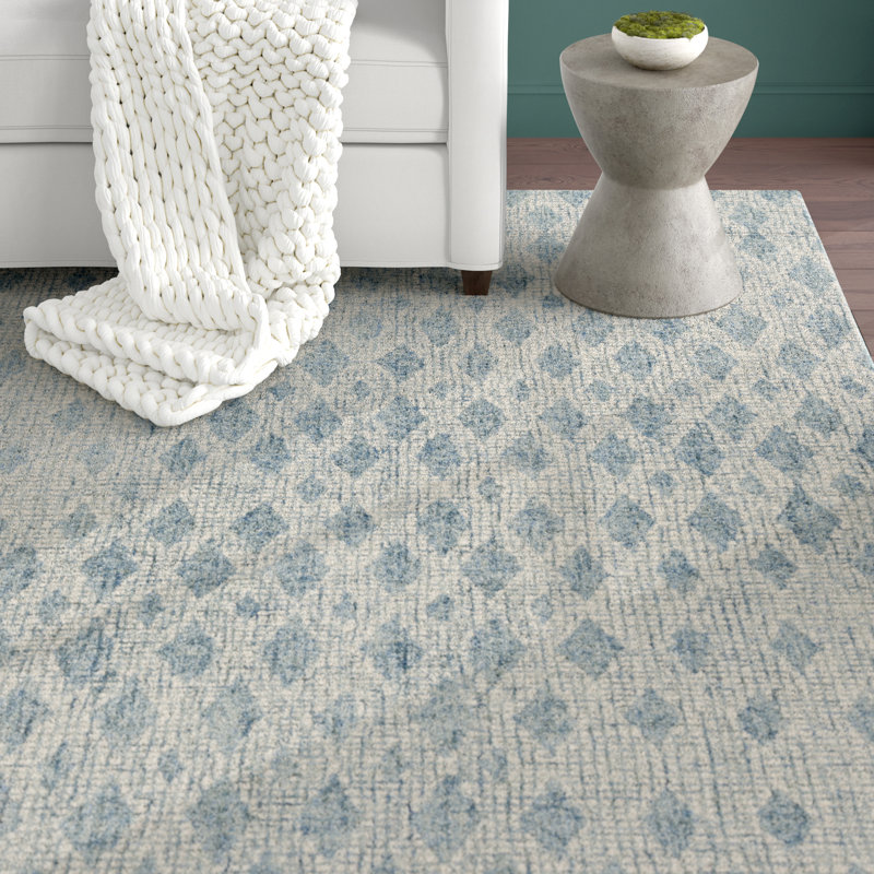 Tapis géométrique performance en laine touffeté Eubank, Rectangle de 10 pi x 14 pi