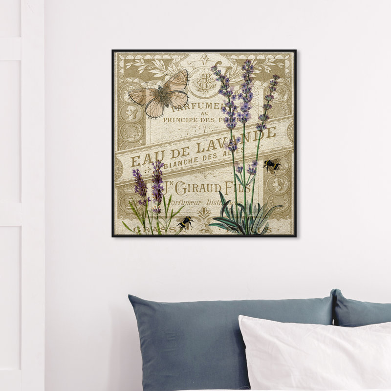 Floral and Botanical Smell Of Lavender Lilac - reproduction d'art graphique sur toile, Cadre noir, H 24 po x l 24 po x 1,5 po