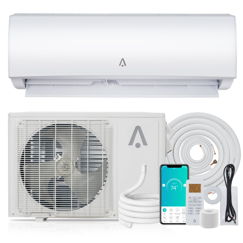 12 000 BTU 21 SEER2 mini-climatiseur sans conduit et thermopompe avec Wi-Fi intelligent, onduleur, ensemble d'installation bricolage, couvre jusqu'à 750 pieds carrés, 230 V