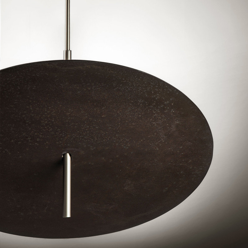 Lua 1 - Light Single Geometric LED Pendant, 23.625" H x 23.625" W x 23.625" D, Dark Brown/Copper Silver
