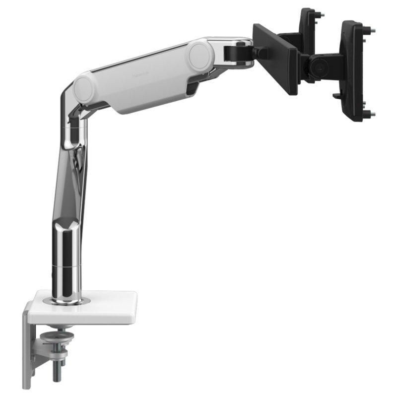 Height Adjustable Universal 2 Screen Desk Mount, White
