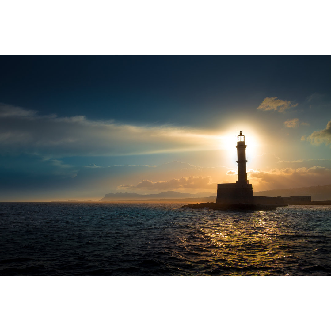 Lighthouse On Sunset - Wrapped Canvas Print