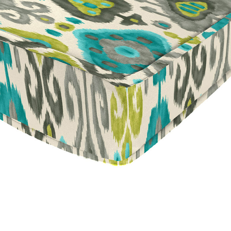24" x 24" Outdoor Deep Seat Cushion with Ties and Welt (Set of 2), Multi-Colored Damask