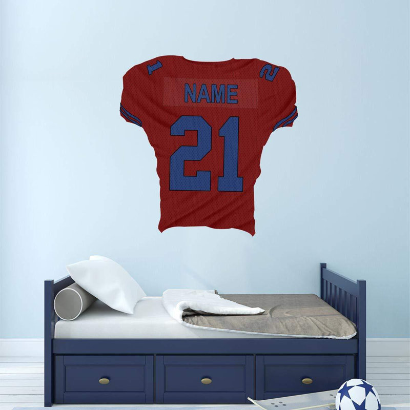 Décalcomanie murale nom et numéro personnalisé jersey, H 16 po x l 16 po, Marron