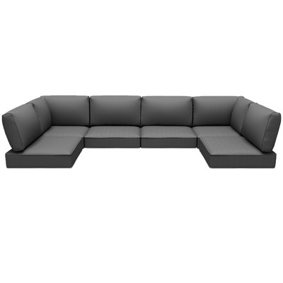 Ensemble de 14 coussins d'extérieur pour 7 pièces, ensemble de conversation en rotin, coussins de remplacement pour meubles de patio, coussins de canapé de remplacement de 4 pouces