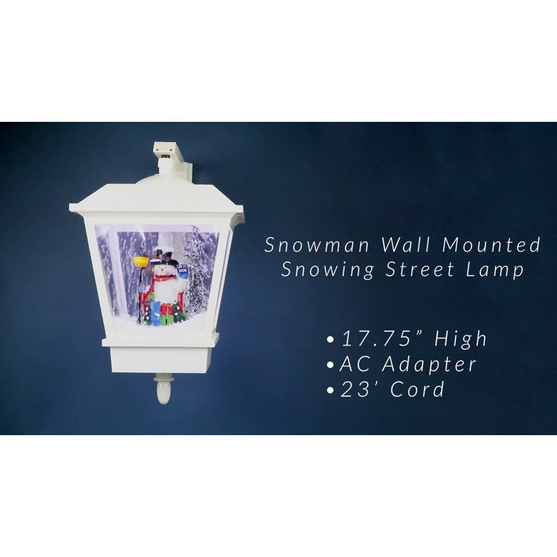 White LED Lighted Musical Snowman Christmas Street Lamp Decoration
