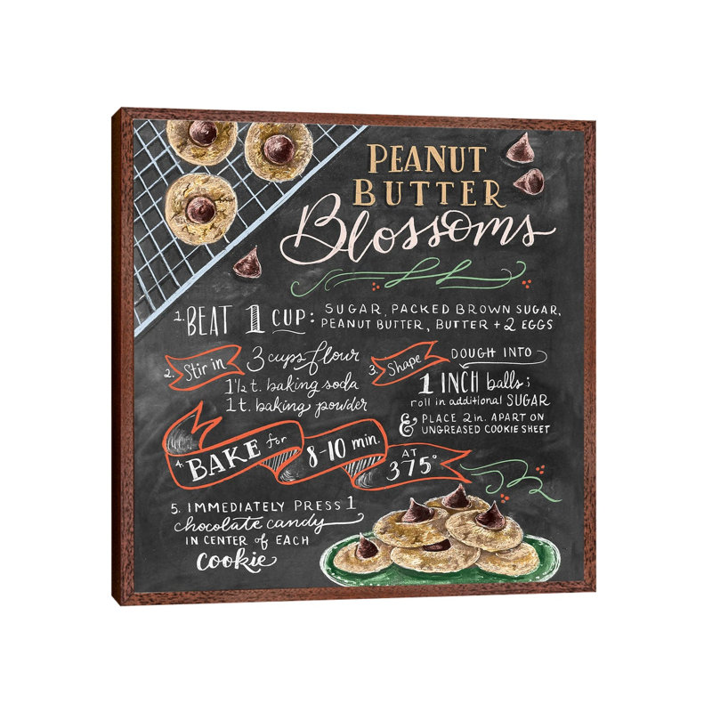 Peanutbutter Blossoms Recipe by Lily & Val - Print on Canvas, Brown Framed Canvas, 66.04 cm H x 66.04 cm W