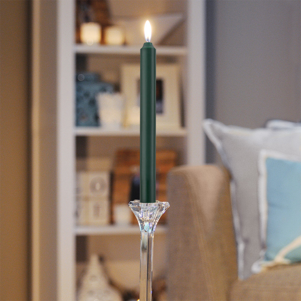 Unscented Taper Candle, 9" H x 0.88" W x 0.88" D, Green