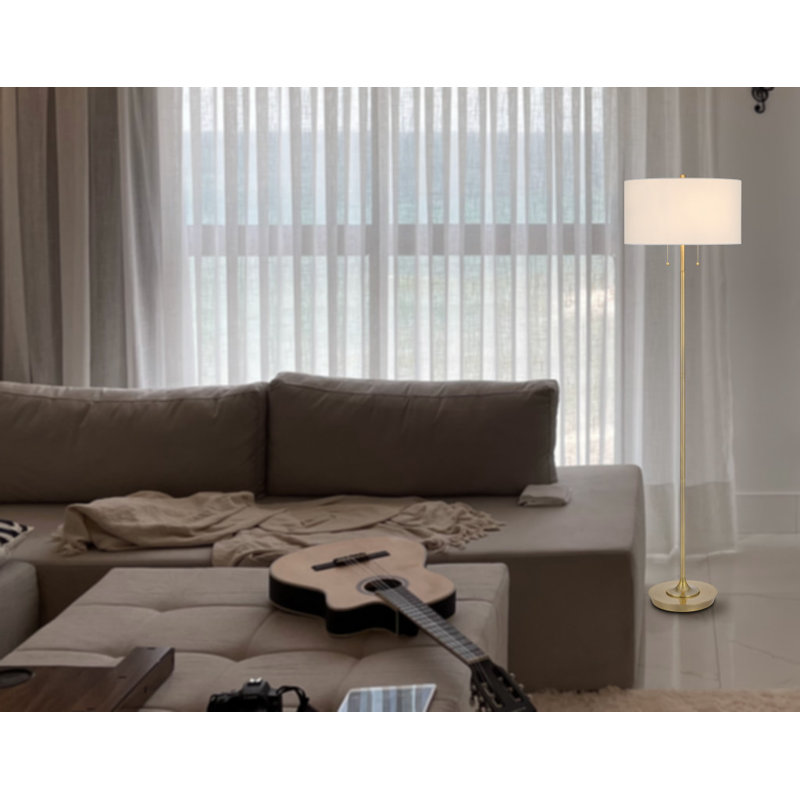 Lampe sur pied 64 "en forme de deux lumières avec abat-jour rectangulaire blanc 64"